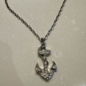 Y2K Metal Rhinestone Anchor Necklace